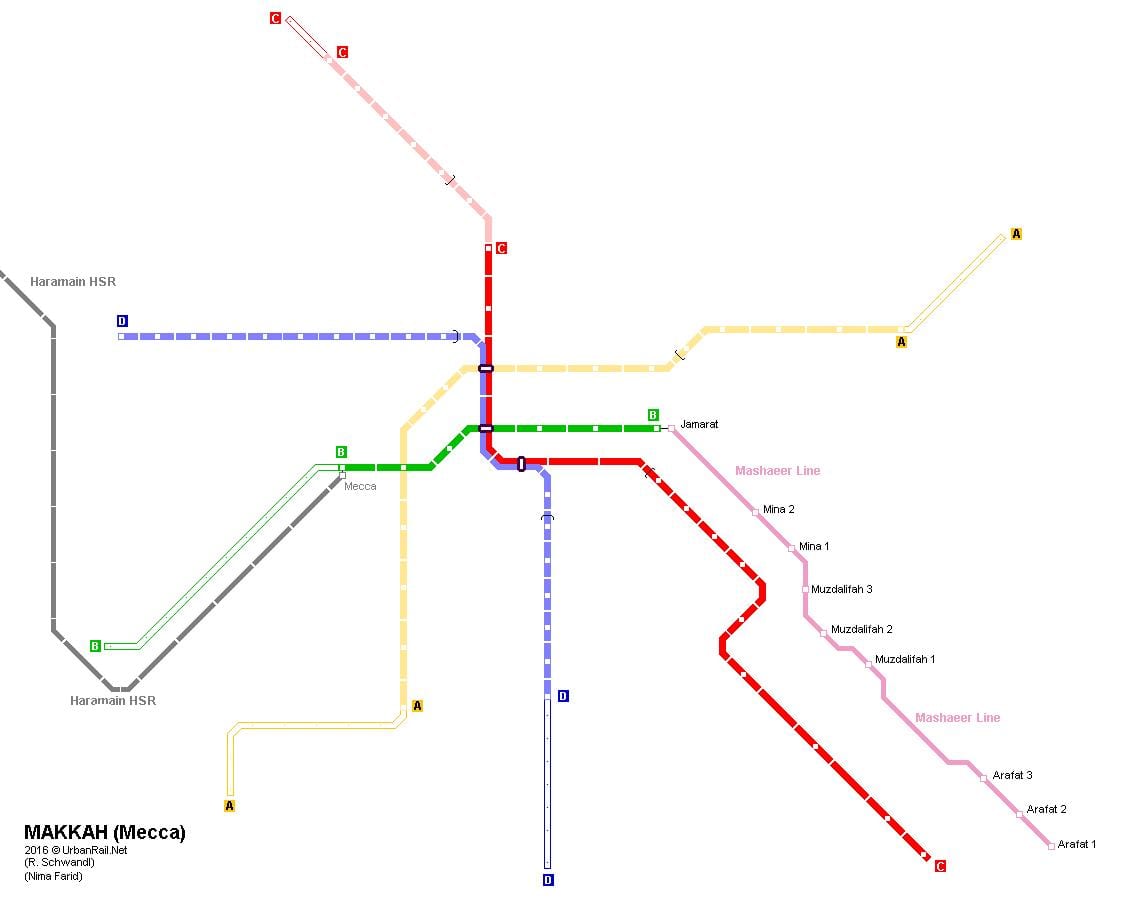 карта на метрото в Мека 