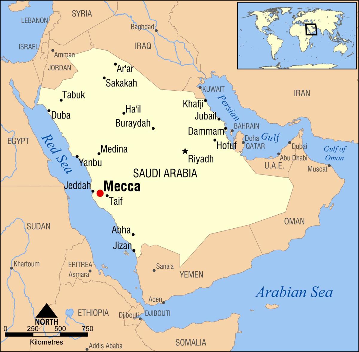 карта хиджра път в Мека