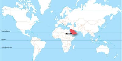 Мека върху картата на света